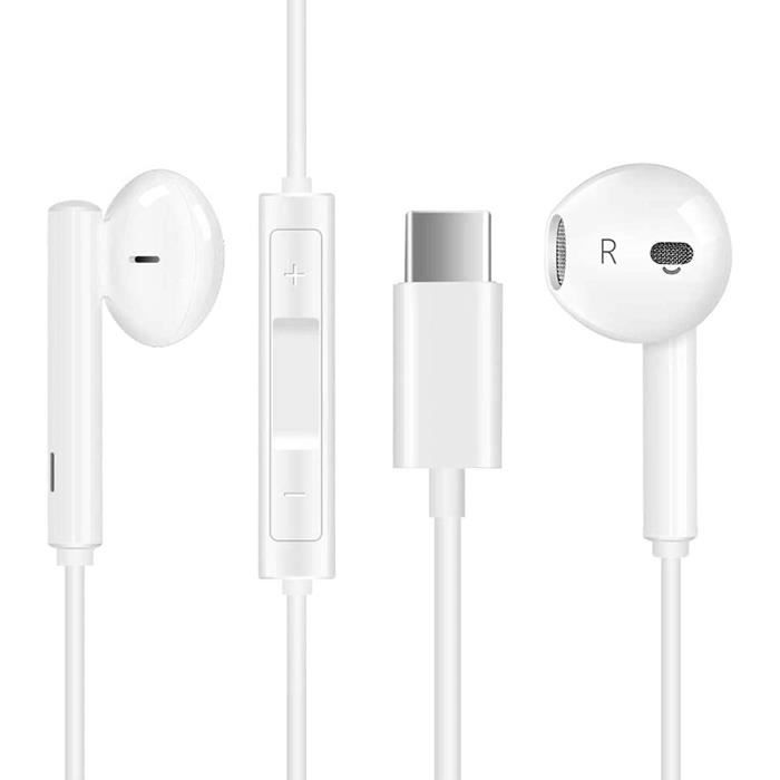 Écouteurs USB Type C Intra-Auriculaires Écouteurs Filaires stéréo HiFi avec Microphone et Contrôle du Volume Écouteurs pour [484]