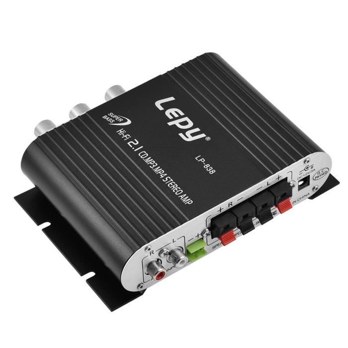 Amplificateur Audio Mini Audio HiFi 2.1 lp-838 Amplificateur Num/érique pour Voiture Basse St/ér/éo Noir Mini Amplificateur St/ér/éo de Voiture Audio pour Amplificateur pour Voiture et Maison