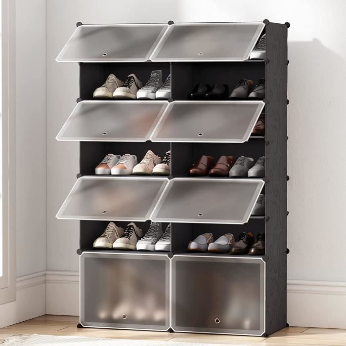 Meuble Chaussure,Rangement Chaussure Gain de Place,Modulaire Armoire à Chaussure Transparente