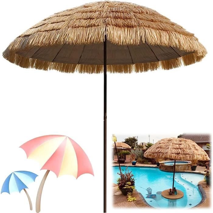 Parasol Hawaii Rond Diamètre 160 cm En paille Pour le jardin