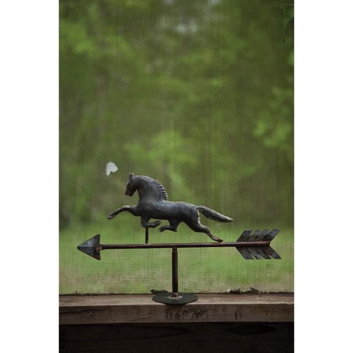 Girouette Métal Avec Support Toit - Décoration Jardin Rétro | Indicateur Direction Vent Extérieur