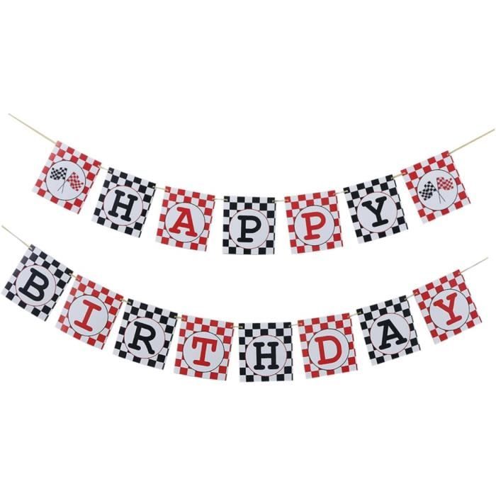 Bougie Chiffre 1 Thème Voiture De Course - Noir Et Blanc Damier - Pour Gâteau Anniversaire Garçon Fille - 6 Cm