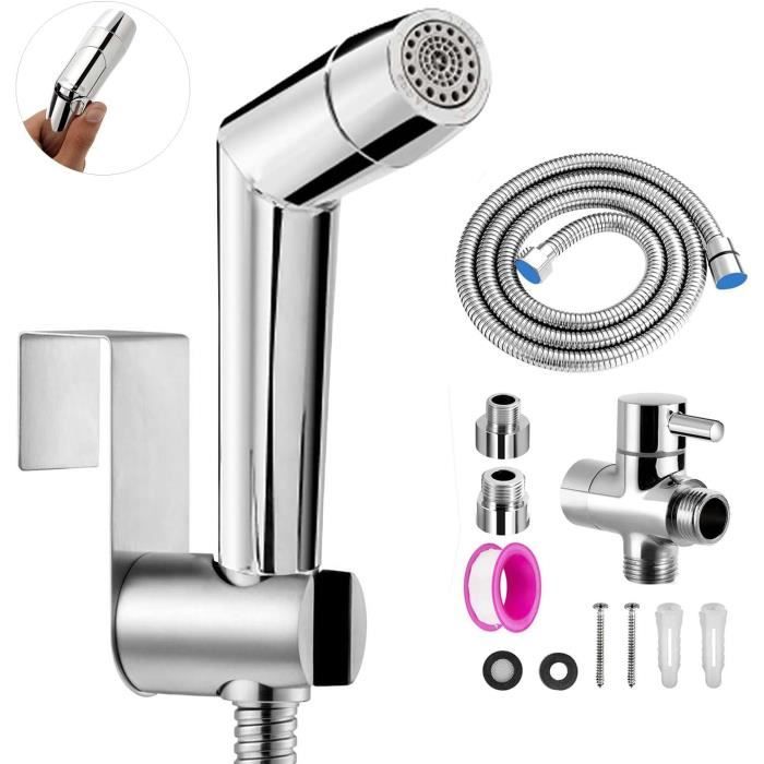 Pulvérisateur de Bidet à Main Douchette WC Kit Complet, Douchette