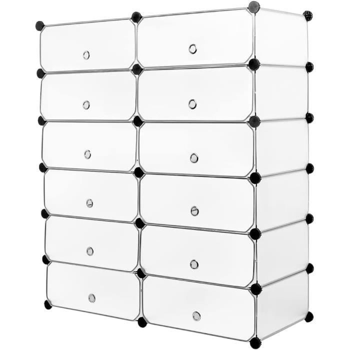Meuble De Rangement 9 Cubes Modulables Avec Portes - Panneaux PP Noir Et Cadre Acier - Dimensions 94,5x31,5x93,5 Cm