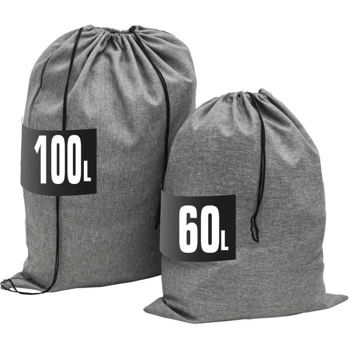 Rierousy Sac a linge sale voyage avec Fermeture Éclair Grand Sacoche à Linge Pliable Hydrofuge Nylon Laundry Bag Pour Fitness, Natation, Camping sac rangement vetement