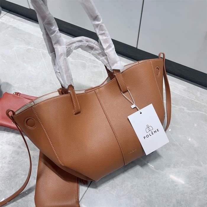 Sac A Main Femme Polen Marron Cuir de veau texture italien Poche zippee amovible Petit marron Cdiscount Bagagerie Maroquinerie