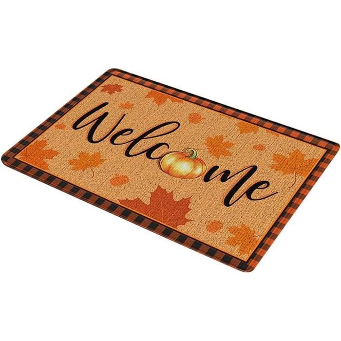 NA Paillasson de Bienvenue - Tapis de Sol d'entrée antidérapant pour Dinde de Thanksgiving - Tapis de Porte Avant extérieur intérieur - Tapis de Sol lavables en Machine
