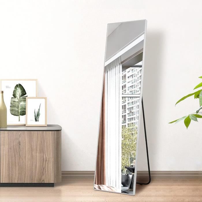 Grand Miroir Pleine Longueur Rectangulaire, 50 X 160 Cm, Miroir Sur Pied Mural Ou Poce Contre Mur Noir 98706819