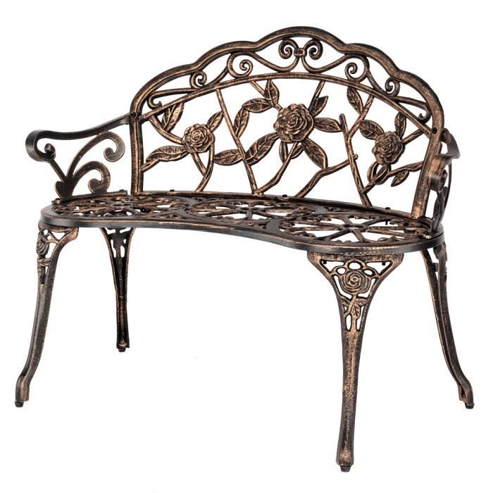 banc de jardin aluminium bronze meuble fer forge siege de terrasse balcon exterieur chaise cdiscount jardin