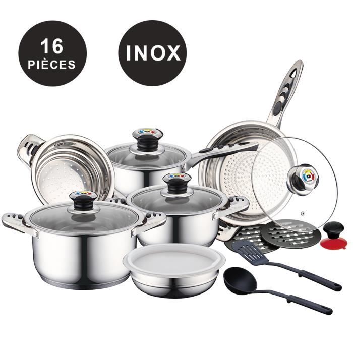 induction convient pour tout feux batterie de cuisine 16 pieces cuisine arts de la table maison