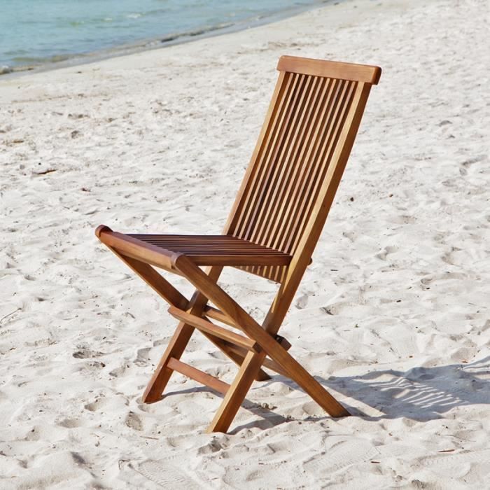 Chaise de jardin pliante en teck huilé BDBD  Cdiscount Jardin