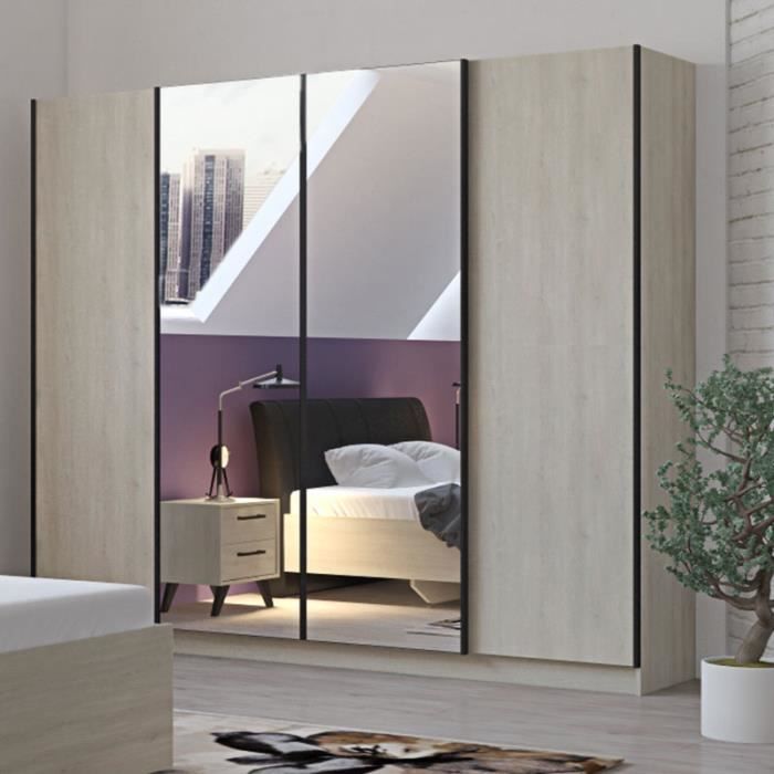Armoire 250 Cm Moderne Couleur Bois Clair Anya L 250 X P 56 1 X H