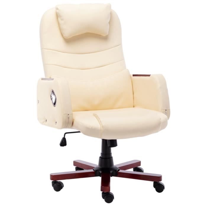 style fr chaise - contemporain - fauteuil de bureau crème similicuir®cdznxx®