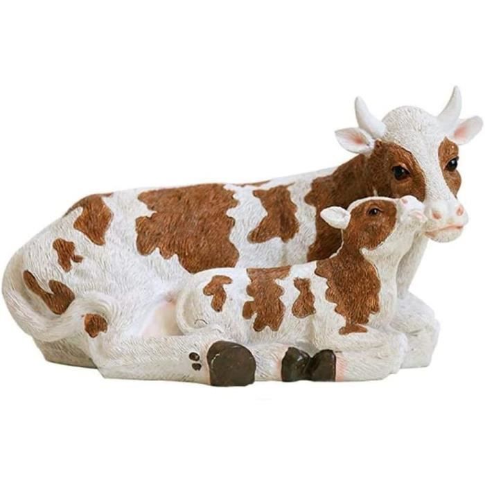 Statue De Vache Et De Veau Pour Ornement De Jardin Extérieur Résine