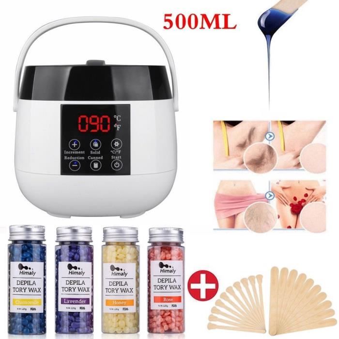 Kit Epilation pour Cire Chaude Professionnel 500ml ,Appareil Chauffe
