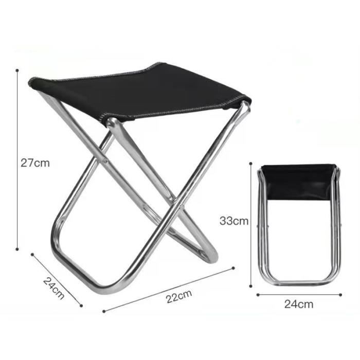 Mini Tabouret Chaise de Camping Siège Assise Pliant Portable Noir （27x24x22cm）