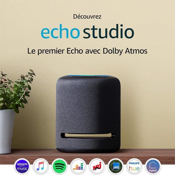 Echo Studio, Notre enceinte connectée Bluetooth et Wi-Fi aux meilleures  performances audio, Avec Dolby Atmos, son spatial, hub connecté et Alexa