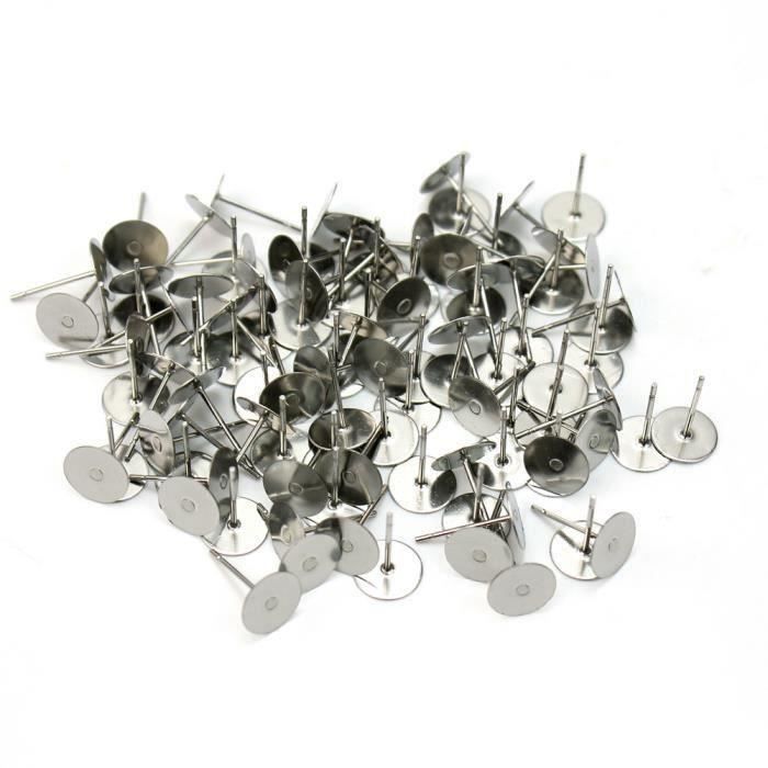 LOT de 50 clous tiges SUPPORTS BOUCLES D/'OREILLES DORE plateau FIMO perles