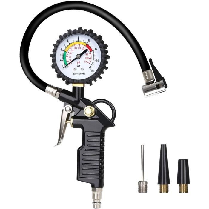 MANOMETRE Gonfleur de Pneu de ManomèTre de Pneu de Voiture 220 PSI avec