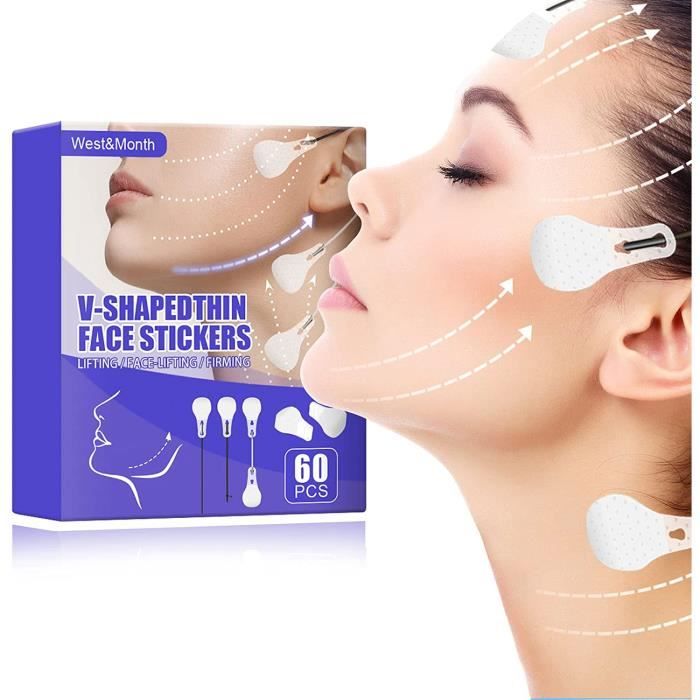 60PCS Set Instant Face Neck Eye Lift Face lift V Tapes Invisible Face Lift Tape Shape Tape Anti Wrinkle for Saggy Jowls 60pcs Cdiscount Au quotidien