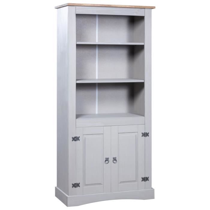 Placard Mexicain Style Corona En Pin Massif 80x40x170 Cm - 3 étagères Ouvertes + Armoire, Marron, Facile à Monter - 8