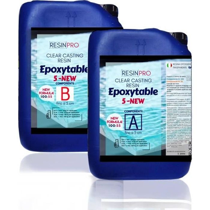 Résine époxy pour tables EPOXYTABLE 5-FIVE NOUVELLE FORMULE ! 9 KG