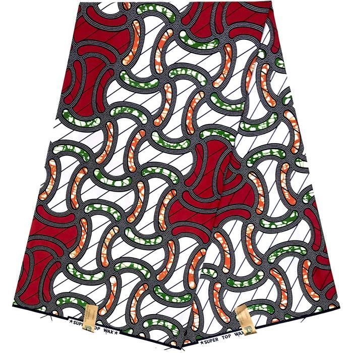 Tissu Wax Africain Pagne Imprimé 2 Yards (120 Cm Large) - Multicolore