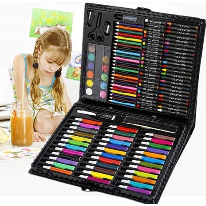 150PCS Malette Dessin Crayons de Couleur Set de Peinture Comprend