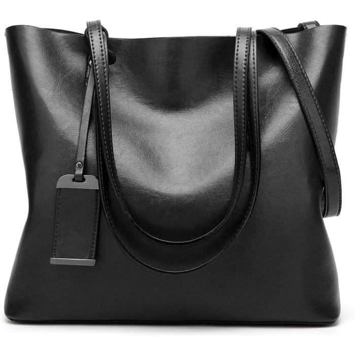 Sac en cuir noir femme deals