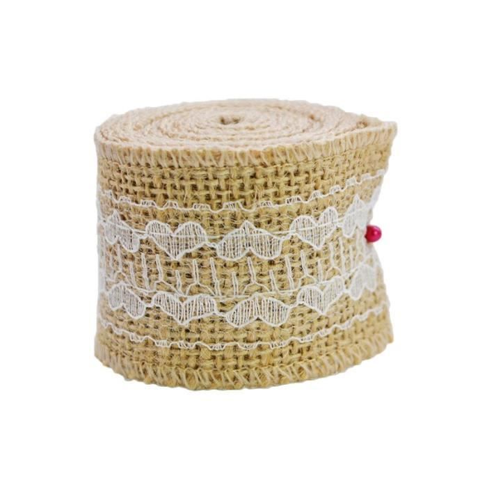 Ruban Dentelle Blanc 6 Pcs Naturel Toile De Jute Artisanat Rouleau De Ruban Avec Dentelle Toile De Jute Rouleau