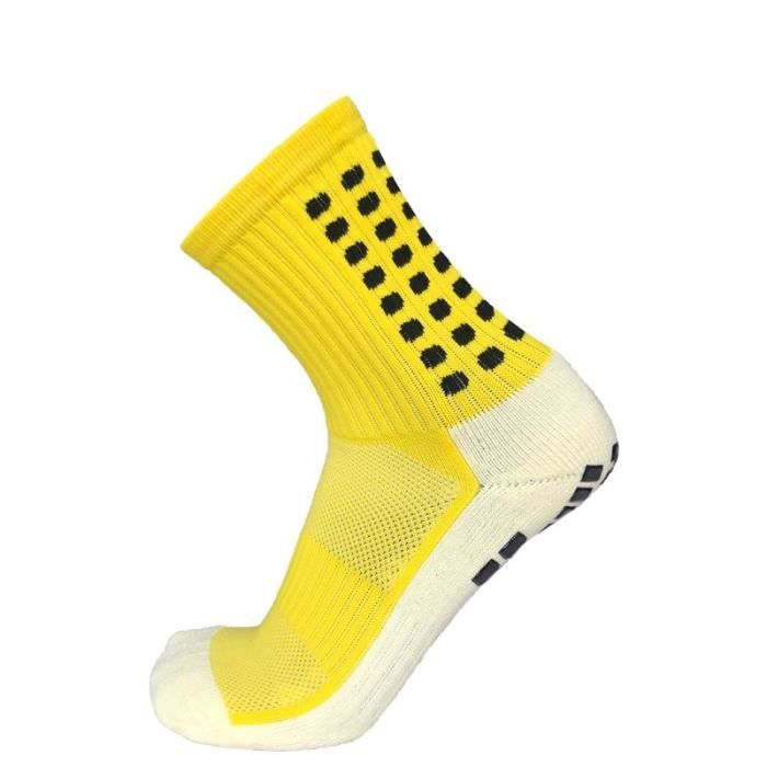 JAUNE Chaussettes de Football antiderapantes nouveau Film de friction carre fond de serviette epais Cdiscount Sport