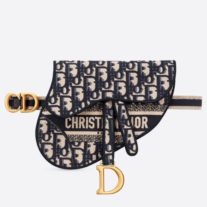 Sac ceinture Dior Saddle Pouch en toile Oblique bleue7957 Achat