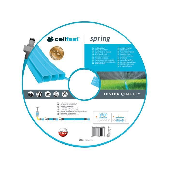 Tuyau dirrigation - CELL-FAST - Spring - 15m - 3 canaux - Résistant aux UV