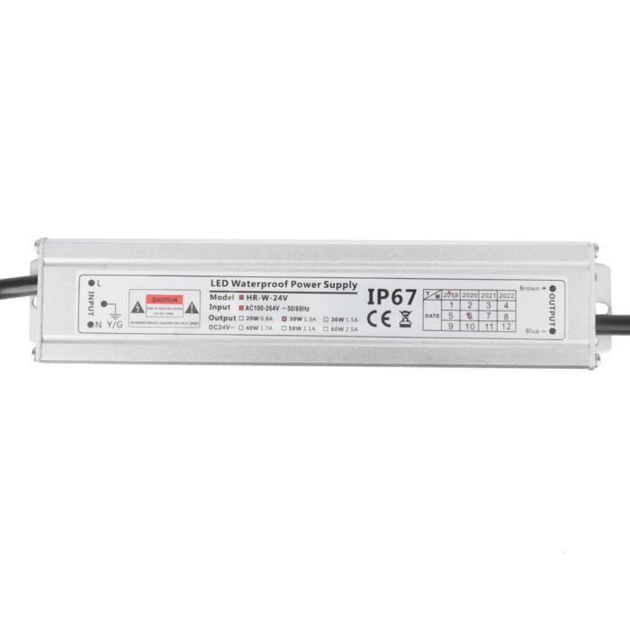 Transformateur LED 220V Vers 24V 60W IP67 - Alimentation Étanche Pour Bandes LED, CCTV - 100-260V AC
