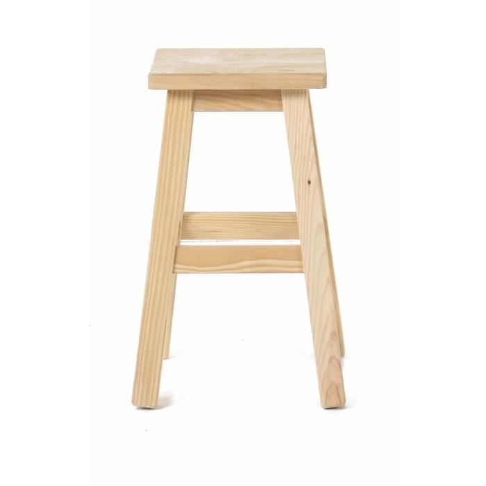 Tabouret Carré Pin Massif Brut Région Achat Vente