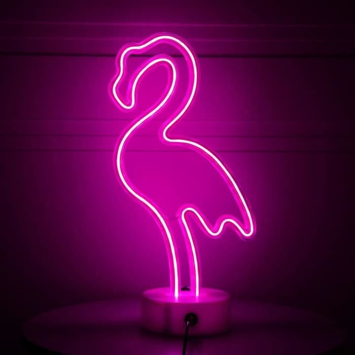 Lampe Néon LED Flamant Rose YIVIYAR – Veilleuse USB/Batterie, Décoration Girly Chambre Enfant Ou Adulte