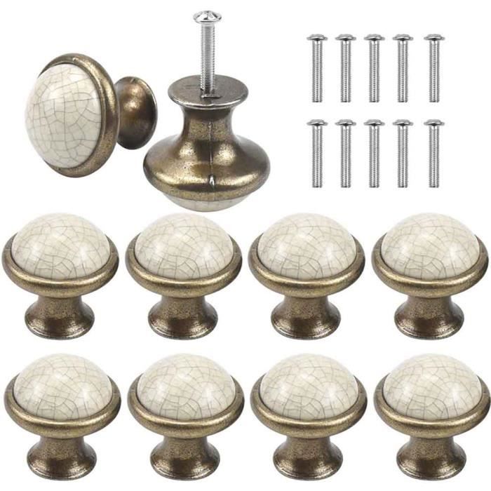 Boutons De Tiroir FOLAYA 33MM C ramique Vintage Lot De 10 boutons-de-tiroir-folaya-33mm-c-ramique-vintage-lot-de-10