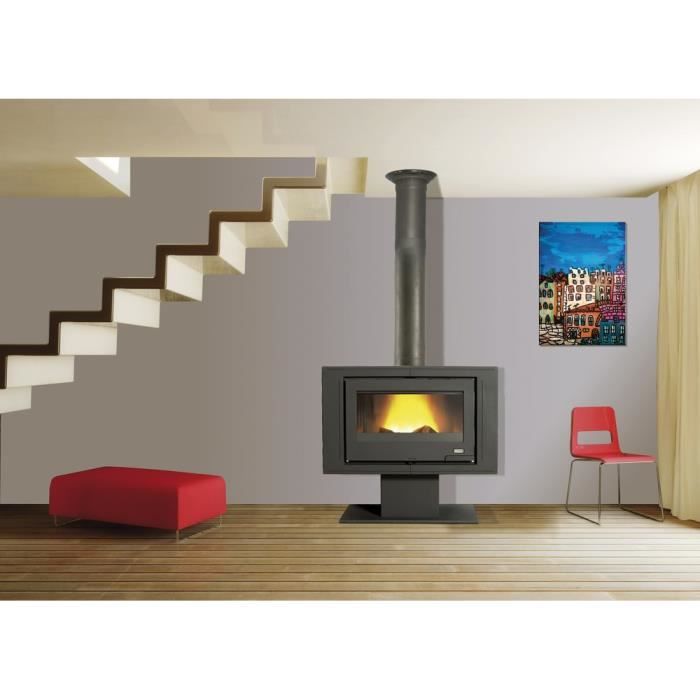 poele bois buches mouriez godin 14kw noir anthracite cdiscount bricolage