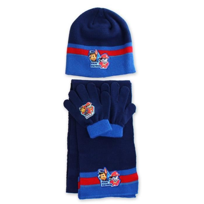 Set Hiver Pat Patrouille - Bonnet, Tour De Cou Et Gants Pour Garçon, Motif Pat Patrouille