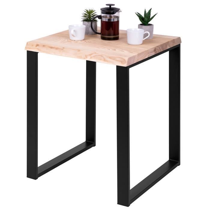 lamo manufaktur table de bar cuisine - table haute industrielle - table haute en bois - 60x60x76 cm - noir - modern - sévère