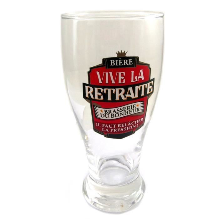 Verre A Biere Vive La Retraite Brasserie Du Bonheur Il Faut Relacher La Pression 18x8 Cm P8547 Cdiscount Maison