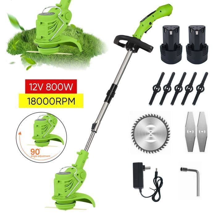Débroussailleuse Électrique Sans Fil X-cotec - 800W, 2 Batteries 1500mAh, 4 Lames - Coupe-Bordure Jardin & Terrain - 6