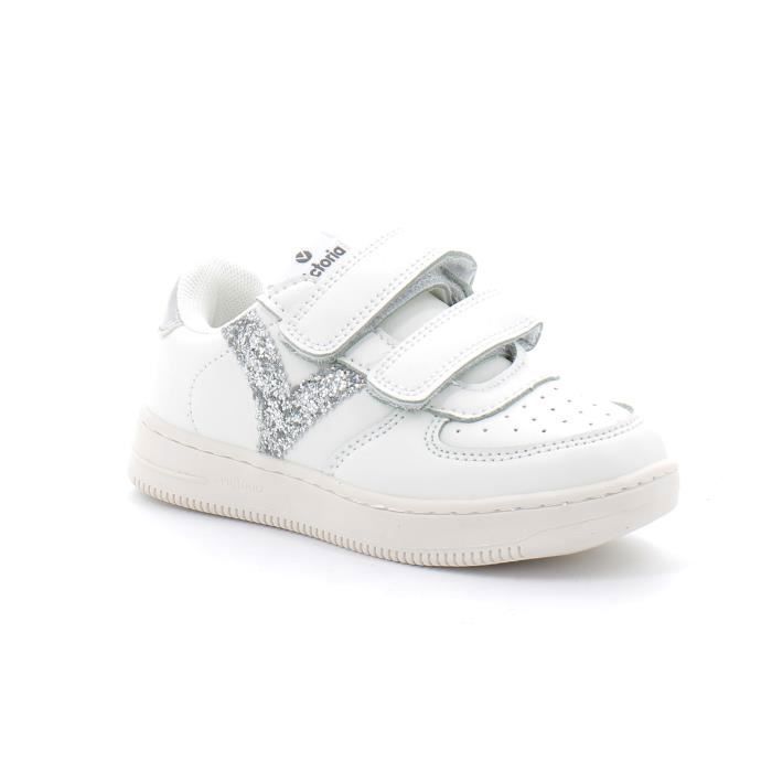 Victoria Basket Victoria pour enfant - VICTORIA - Argent - Cuir - Lacets - Plat