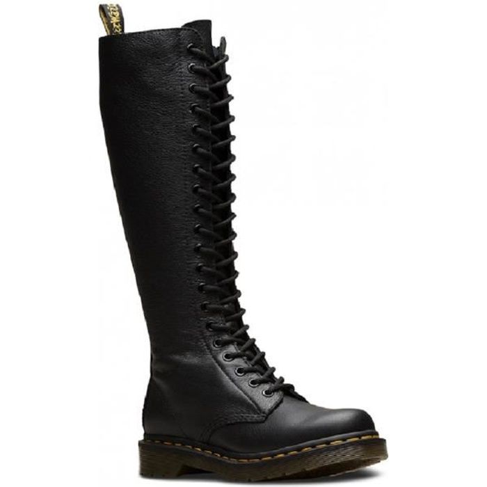 Bottes Dr Martens 1B60 Noir - Femme - Cuir - 20 illets - Semelle confortable à coussin d'air