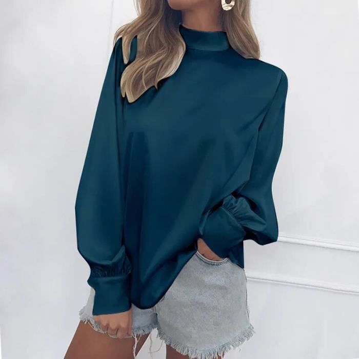 Chemise Col Roulé Westbound Femme – Violet – Manches Longues – Taille XL – Basique