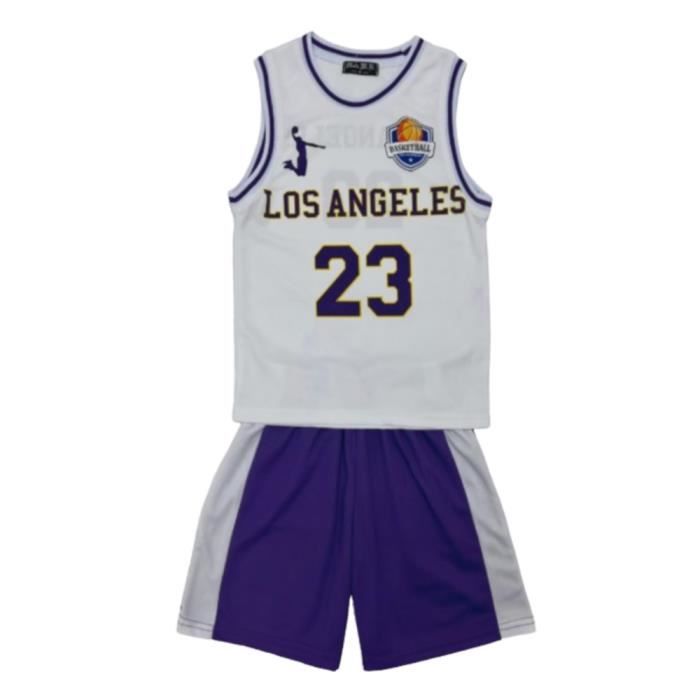 Ensemble Basket ball enfant maillot et short Los Angeles blanc Garcon Enfant