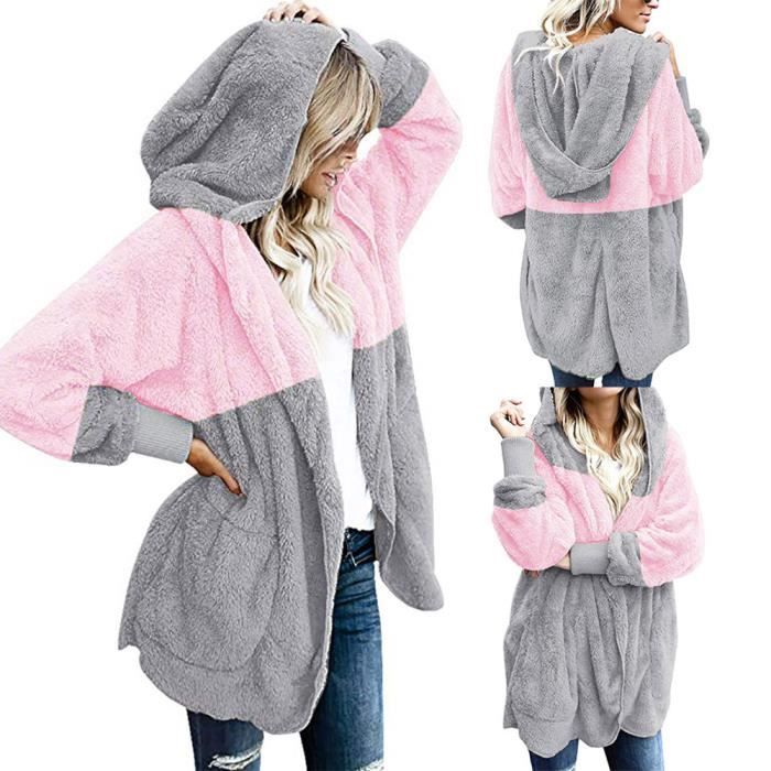 Pull à Capuche Surdimensionné Sherpa Avec Poches Pour Femme - Sweat En