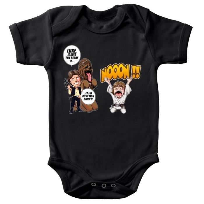 Body Bebe Manches Courtes Noir Parodie Star Wars Luke Skywalker Chewbacca Et Han Solo Luke Life Episode Iii Un Beauf Noir Cdiscount Pret A Porter