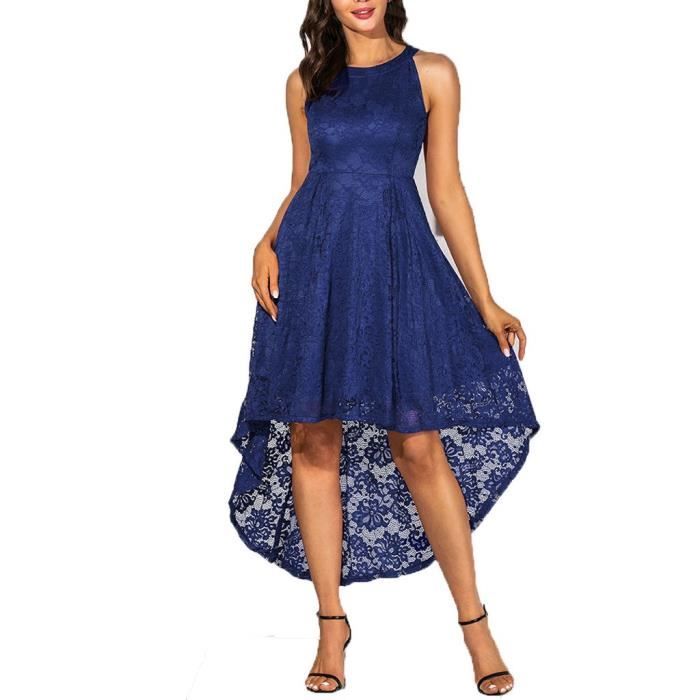 Robe de soir?�e irr?�guli?�re sans manches ?� imprim?� en dentelle solide ?� la mode pour femmes x6663 