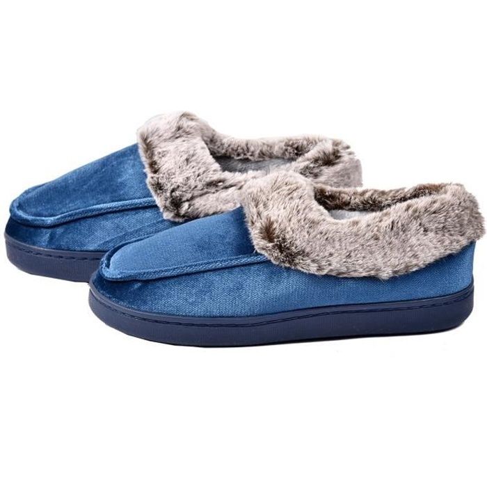 Charentaise Femme Pantoufle Premium Velours MD3643 Marine Ozabi Int rieur Fourr Velours Satin